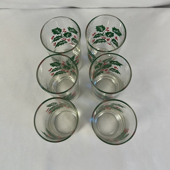 VINTAGE Bartlett Collins/Tumblers Set Of 6 Holly  Glasses - Picture 4 of 16